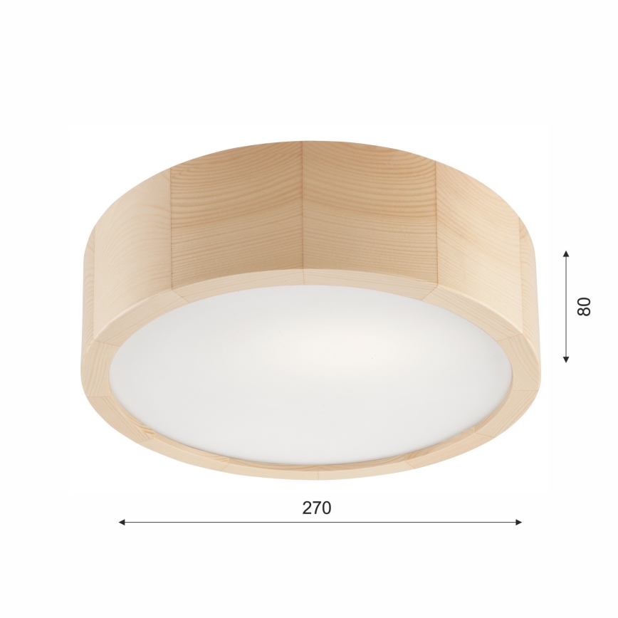 Kúpeľňové stropné svietidlo NATURAL 2xE27/15W/230V IP54 borovica ø 27 cm - FSC certifikované