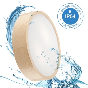 Kúpeľňové stropné svietidlo NATURAL 3xE27/15W/230V IP54 borovica ø 37 cm - FSC certifikované