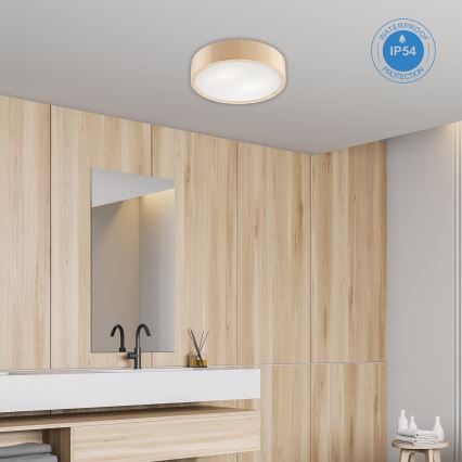 Kúpeľňové stropné svietidlo NATURAL 3xE27/15W/230V IP54 borovica ø 37 cm - FSC certifikované