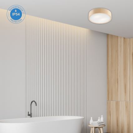 Kúpeľňové stropné svietidlo NATURAL 3xE27/15W/230V IP54 borovica ø 37 cm - FSC certifikované