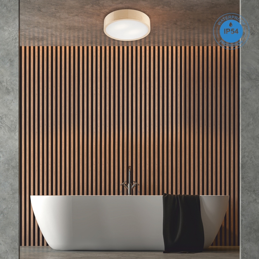 Kúpeľňové stropné svietidlo NATURAL 3xE27/15W/230V IP54 borovica ø 37 cm - FSC certifikované