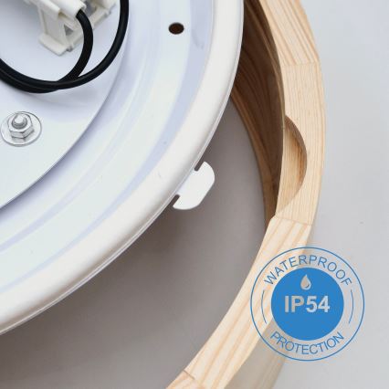 Kúpeľňové stropné svietidlo NATURAL 3xE27/15W/230V IP54 borovica ø 37 cm - FSC certifikované