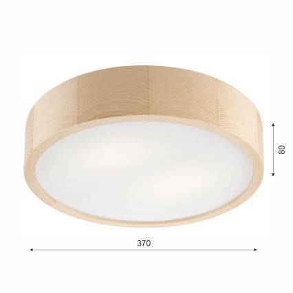 Kúpeľňové stropné svietidlo NATURAL 3xE27/15W/230V IP54 borovica ø 37 cm - FSC certifikované