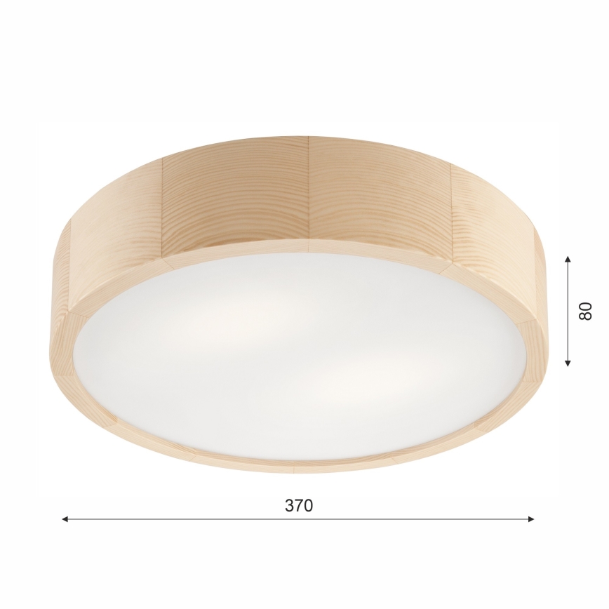 Kúpeľňové stropné svietidlo NATURAL 3xE27/15W/230V IP54 borovica ø 37 cm - FSC certifikované