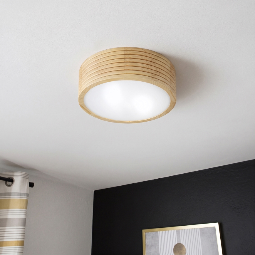 Kúpeľňové stropné svietidlo NATURAL MODERN 2xE27/15W/230V IP54 pr. 27,5 cm borovica