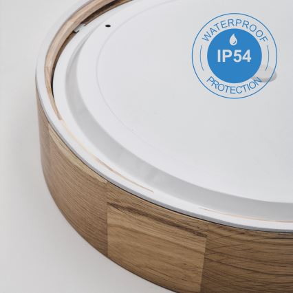 Kúpeľňové stropné svietidlo OAK 3xE27/15W/230V dub pr. 37 cm IP54