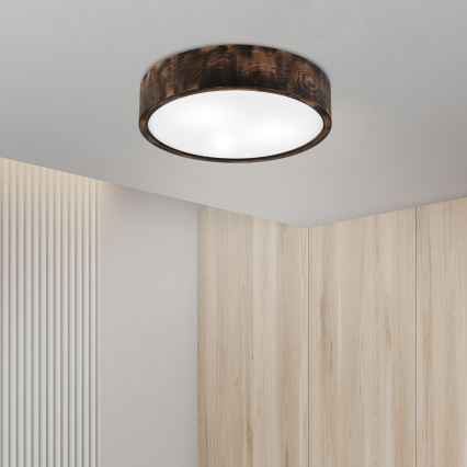 Kúpeľňové stropné svietidlo OAK SMOKY 3xE27/15W/230V IP54 ø 37,5 cm dub/hnedá