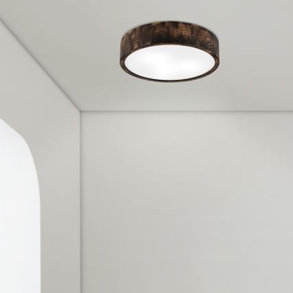 Kúpeľňové stropné svietidlo OAK SMOKY 3xE27/15W/230V IP54 ø 37,5 cm dub/hnedá