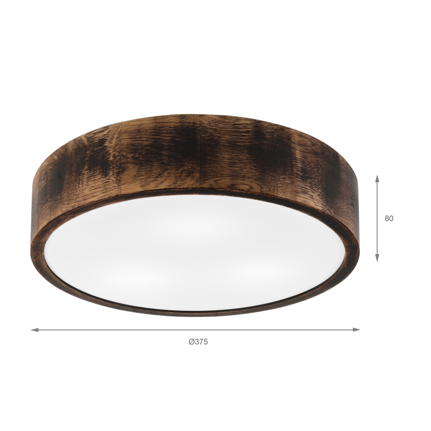 Kúpeľňové stropné svietidlo OAK SMOKY 3xE27/15W/230V IP54 ø 37,5 cm dub/hnedá