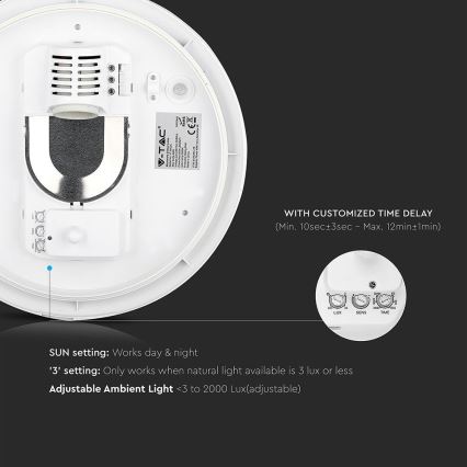 Kúpeľňové stropné svietidlo so senzorom 1xE27/60W/230V IP44 ø 29,6 cm