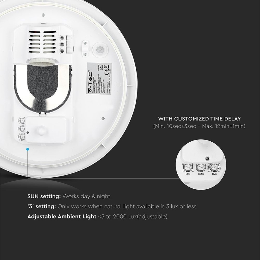 Kúpeľňové stropné svietidlo so senzorom 1xE27/60W/230V IP44 ø 29,6 cm