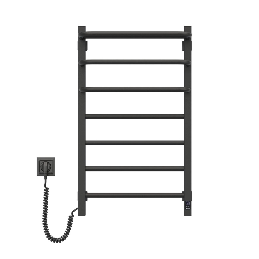 Kúpeľňový elektrický radiátor s termostatom FORTIS 350W/230V 80,6 cm IP44 čierny, ľavý