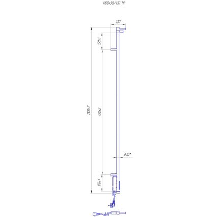 Kúpeľňový radiátor RAY 25W/230V 110x30 cm IP44 nerez/čierna