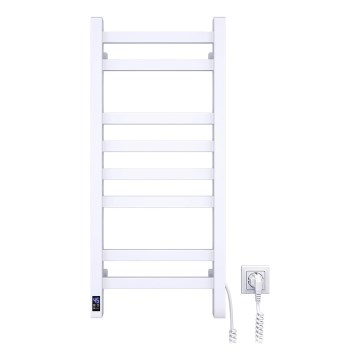Kúpeľňový rebríkový radiátor AVANGARD s termostatom, 251 W/230 V, výška 80,6 cm, IP44, biely, pravostranné prevedenie, hranatý