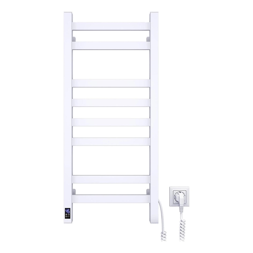 Kúpeľňový rebríkový radiátor AVANGARD s termostatom, 251 W/230 V, výška 80,6 cm, IP44, biely, pravostranné prevedenie, hranatý