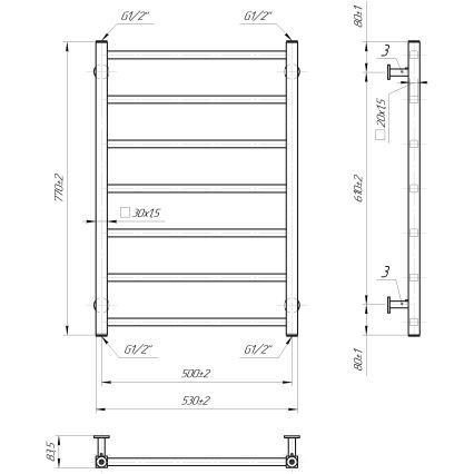 Kúpeľňový rebríkový radiátor INOX TOKIO 161W/230V 77x53 cm nerez/čierna