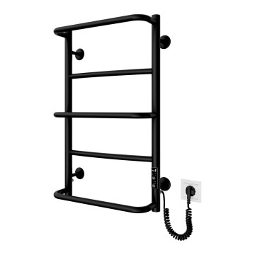 Kúpeľňový rebríkový radiátor LUX 65W/230V 65x43 cm nerez/čierna pravostranné prevedenie