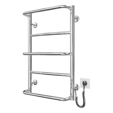 Kúpeľňový rebríkový radiátor LUX 65W/230V 65x43 cm nerez/lesklý chróm pravé pripojenie