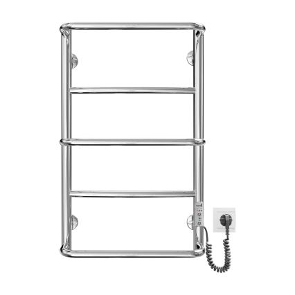 Kúpeľňový rebríkový radiátor LUX 65W/230V 65x43 cm nerez/lesklý chróm pravé pripojenie