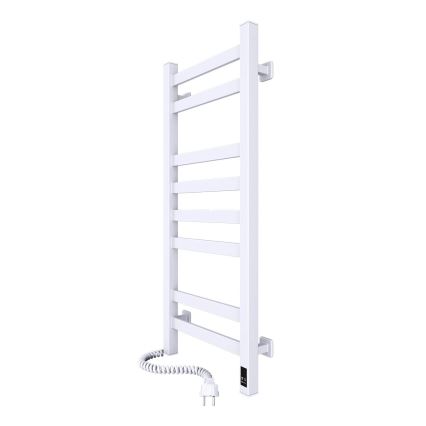 Kúpeľňový rebríkový radiátor s termostatom AVANGARD, 251W/230V, 80,6 cm, IP44, biely, ľavé pripojenie, hranatý