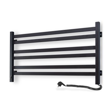 Kúpeľňový rebríkový radiátor s termostatom AVANGARD 316W/230V 50,6 cm IP44 čierny pravostranný hranatý