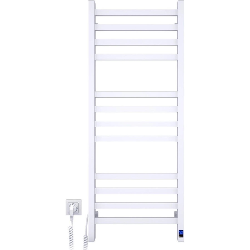 Kúpeľňový rebríkový radiátor s termostatom AVANGARD 459W/230V 120,6 cm IP44, biely, ľavý, hranatý