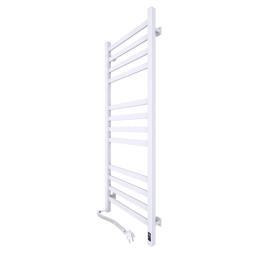 Kúpeľňový rebríkový radiátor s termostatom AVANGARD 459W/230V 120,6 cm IP44, biely, ľavý, hranatý