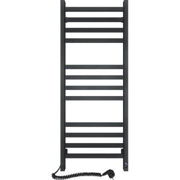 Kúpeľňový rebríkový radiátor s termostatom AVANGARD 459W/230V 120,6 cm IP44 čierny ľavý hranatý