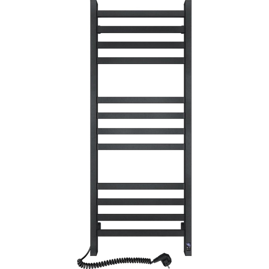 Kúpeľňový rebríkový radiátor s termostatom AVANGARD 459W/230V 120,6 cm IP44 čierny ľavý hranatý