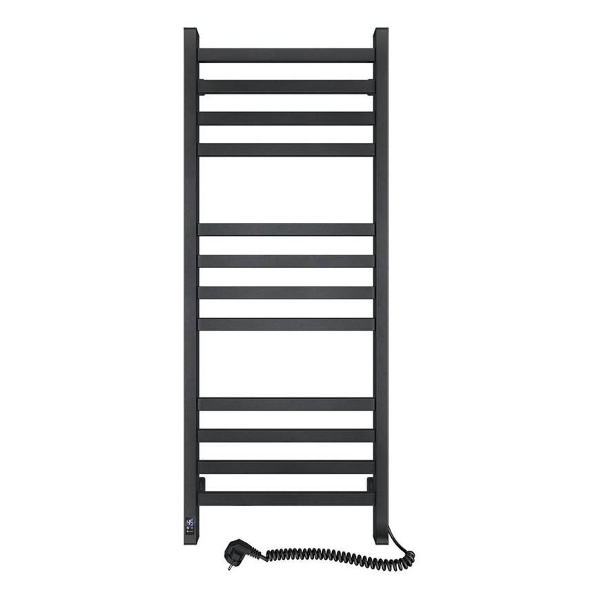 Kúpeľňový rebríkový radiátor s termostatom AVANGARD 459W/230V 120,6 cm IP44 čierny pravostranný hranatý