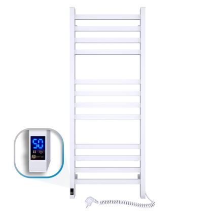 Kúpeľňový rebríkový radiátor s termostatom AVANGARD 459 W/230 V 120,6 cm IP44 biely pravý hranatý