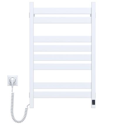 Kúpeľňový rebríkový radiátor s termostatom LARGO 432 W/230 V 80,6 cm IP44 biely ľavý hranatý