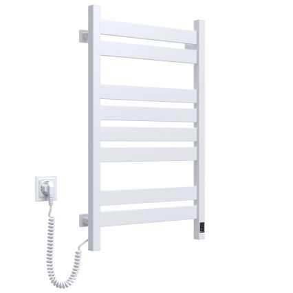 Kúpeľňový rebríkový radiátor s termostatom LARGO 432 W/230 V 80,6 cm IP44 biely ľavý hranatý