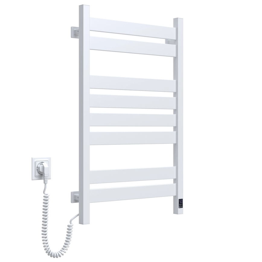 Kúpeľňový rebríkový radiátor s termostatom LARGO 432 W/230 V 80,6 cm IP44 biely ľavý hranatý