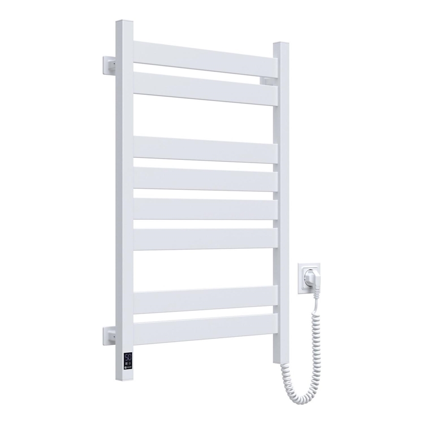 Kúpeľňový rebríkový radiátor s termostatom LARGO 432W/230V 80,6 cm IP44 biely pravostranný hranatý