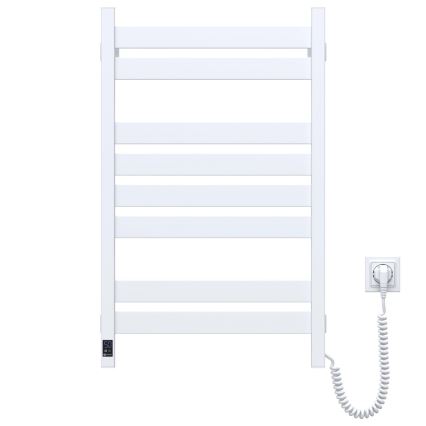 Kúpeľňový rebríkový radiátor s termostatom LARGO 432W/230V 80,6 cm IP44 biely pravostranný hranatý