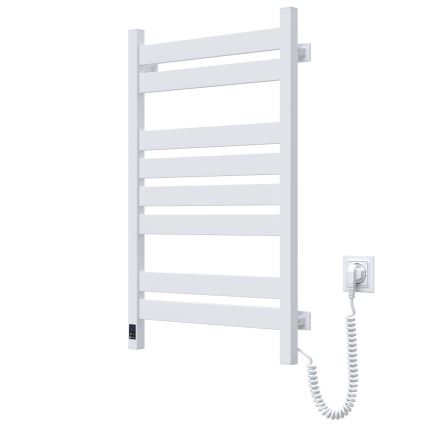 Kúpeľňový rebríkový radiátor s termostatom LARGO 432W/230V 80,6 cm IP44 biely pravostranný hranatý