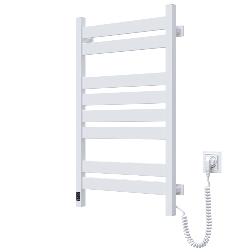 Kúpeľňový rebríkový radiátor s termostatom LARGO 432W/230V 80,6 cm IP44 biely pravostranný hranatý
