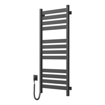 Kúpeľňový rebríkový radiátor s termostatom LARGO 541W/230V 120,6 cm IP44 čierny ľavostranný hranatý