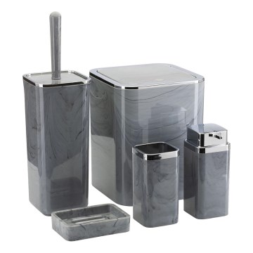 Kúpeľňový set GRIS 5 ks šedá/lesklý chróm