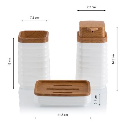 Kúpeľňový set WAVE 5 ks biela/hnedá