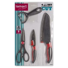 Lamart - Kuchynská súprava 4 ks - 2x nôž, škrabka a nožnice