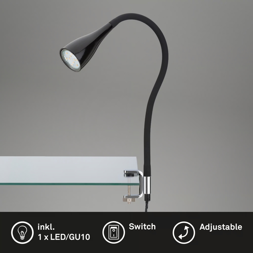Lampa s klipom 1xGU10/3W/230V čierna