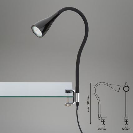 Lampa s klipom 1xGU10/3W/230V čierna