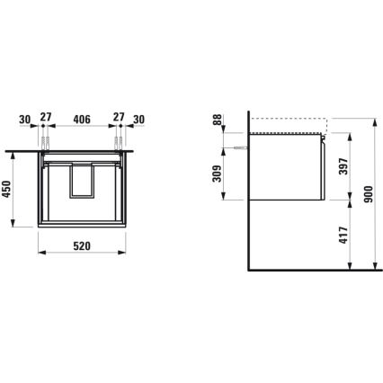 LAUFEN H4833510964751 - Kúpeľňová skrinka pod umývadlo PRO 52 cm biela