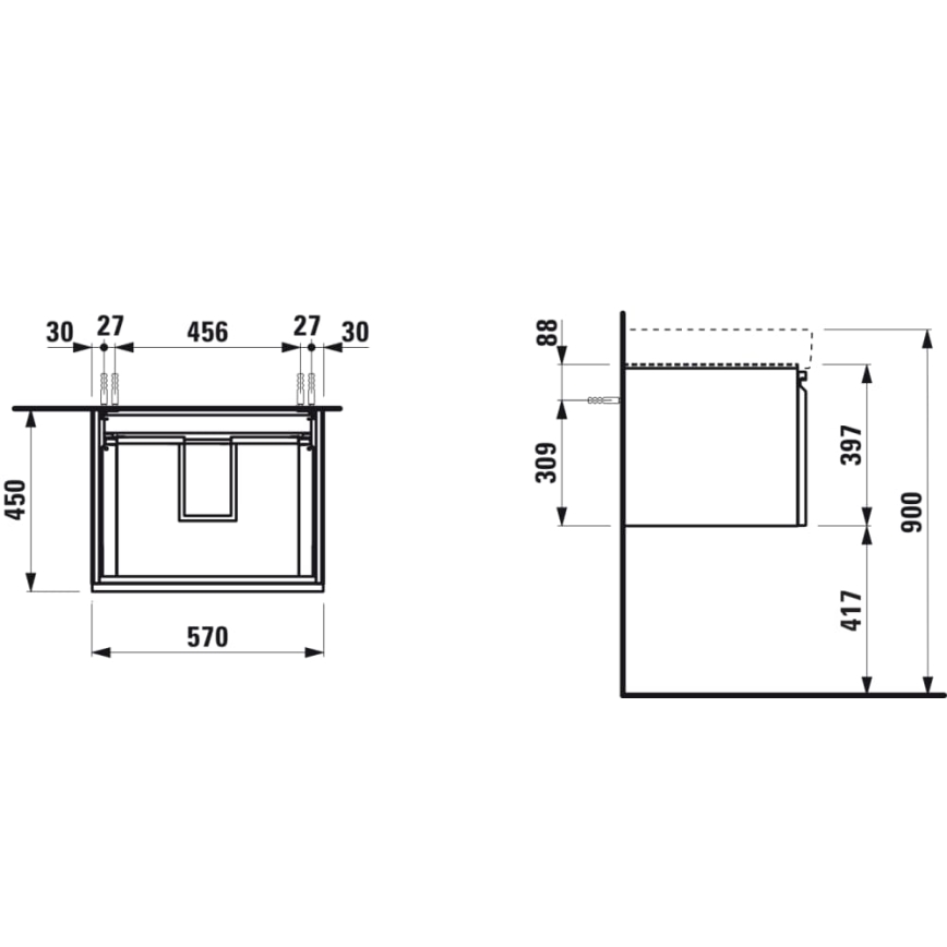 LAUFEN H4833720964791 - Kúpeľňová skrinka pod umývadlo PRO 57 cm dub