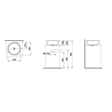 LAUFEN H8129620001091 - Umývadlo na dosku PRO priemer 42 cm keramika/biela
