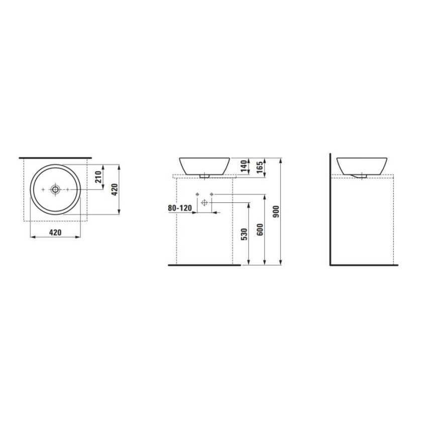 LAUFEN H8129620001091 - Umývadlo na dosku PRO priemer 42 cm keramika/biela