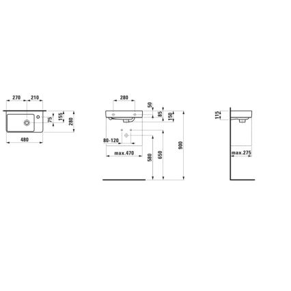 LAUFEN H8159540001041 - Závesné umývadlo PRO 48x28 cm keramika/biela