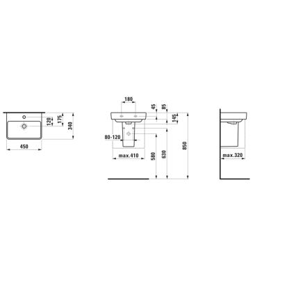 LAUFEN H8159610001041 - Umývadlo na dosku/závesné PRO 45x34 cm keramika/biela
